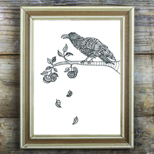 Crow in Apple Tree Illustration - LovettSmith Design